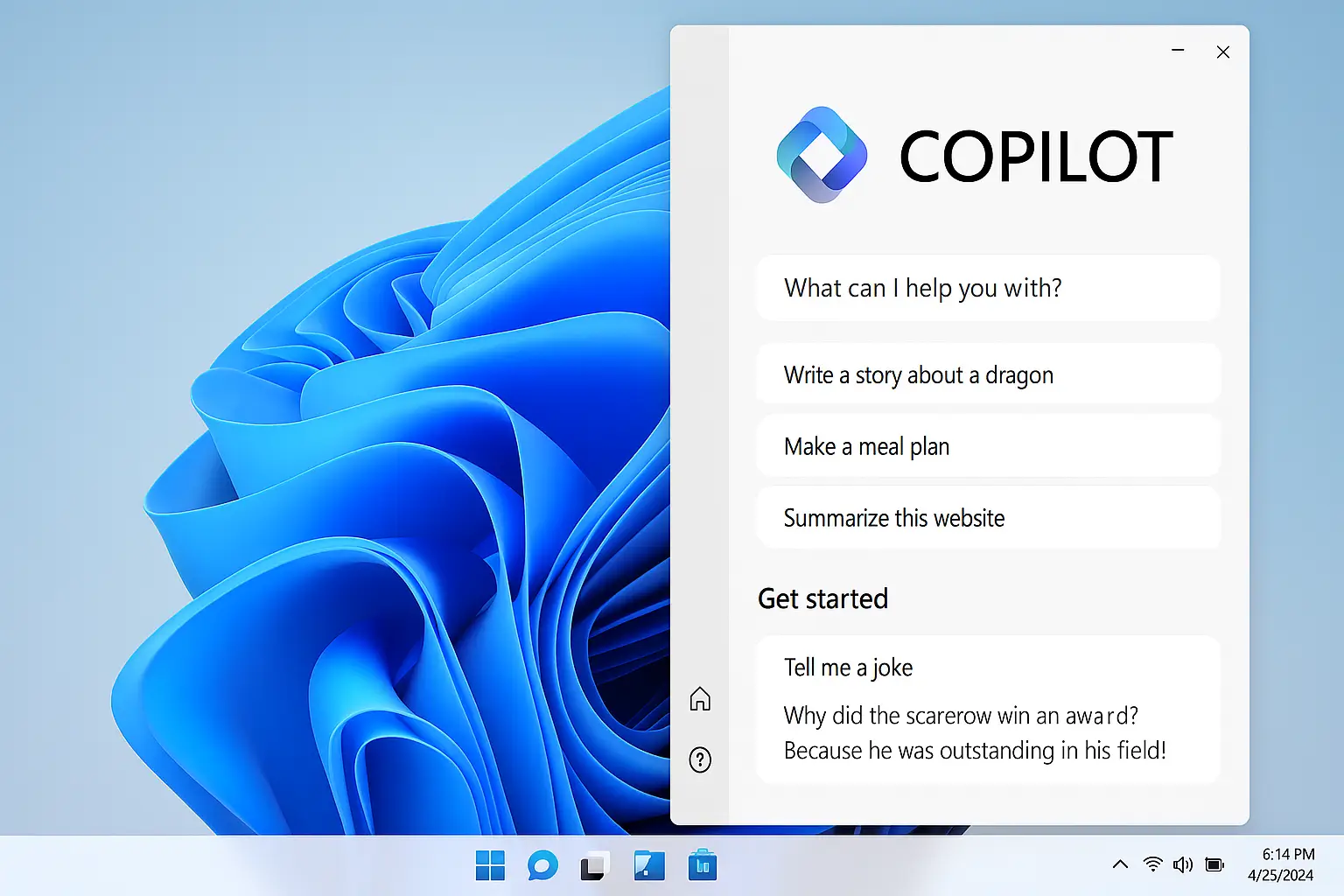 تصویر رابط کاربری جدید مایکروسافت کوپایلوت در محیط ویندوز ۱۱