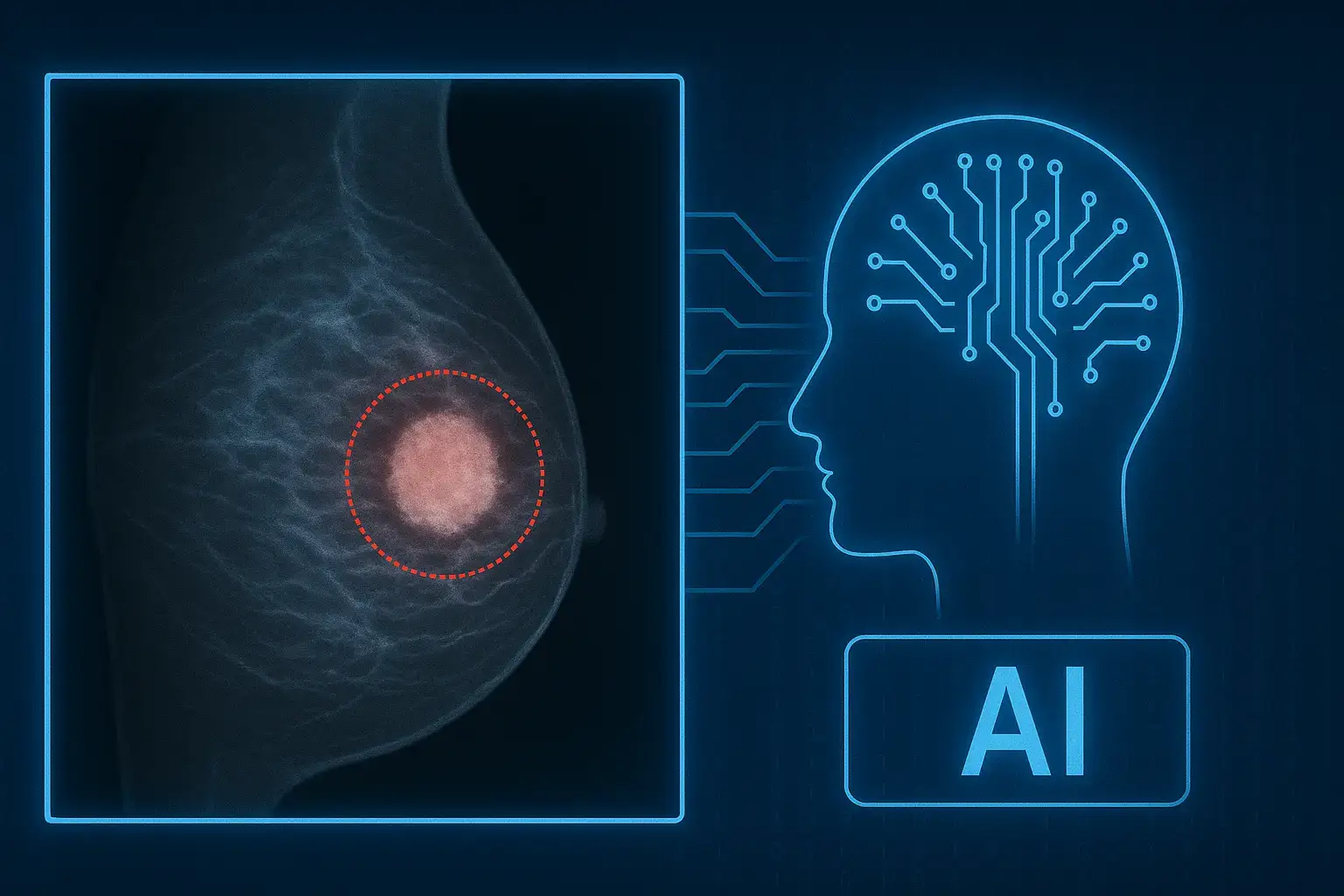 یک الگوریتم هوش مصنوعی در حال تحلیل تصویر ماموگرافی برای تشخیص زودهنگام تومور سرطانی