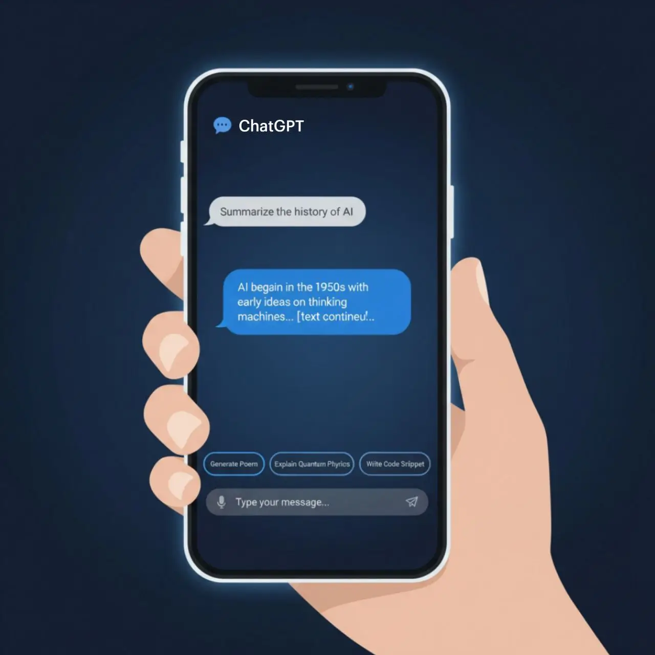  رابط کاربری اپلیکیشن ChatGPT در موبایل 