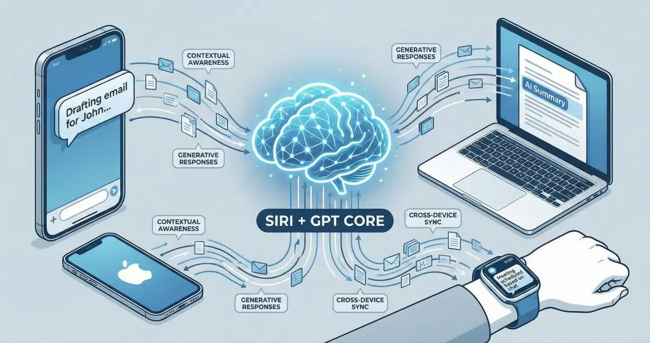 ادغام Siri مبتنی بر GPT با اکوسیستم اپل شامل iPhone، Mac و Apple Watch