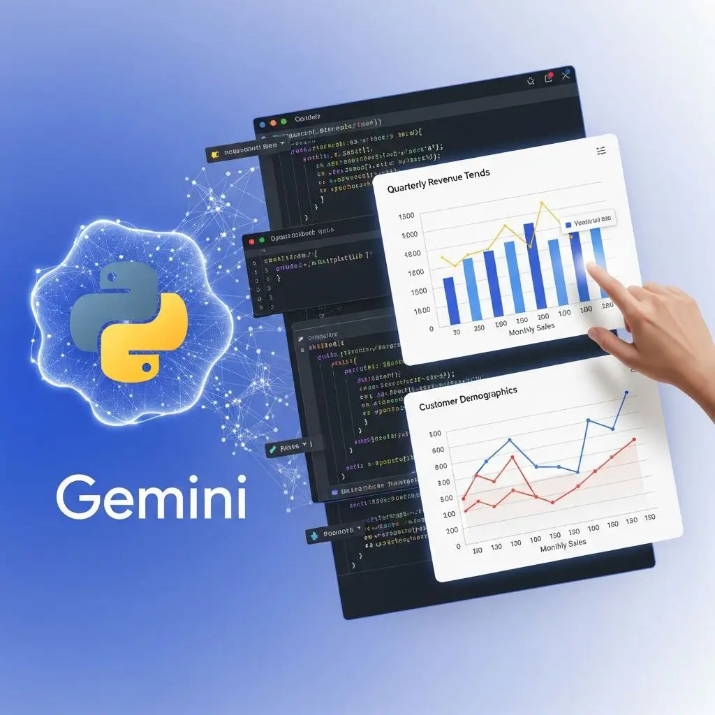 نمایش کدهای پایتون تولید شده توسط Gemini و نمودار رسم شده.