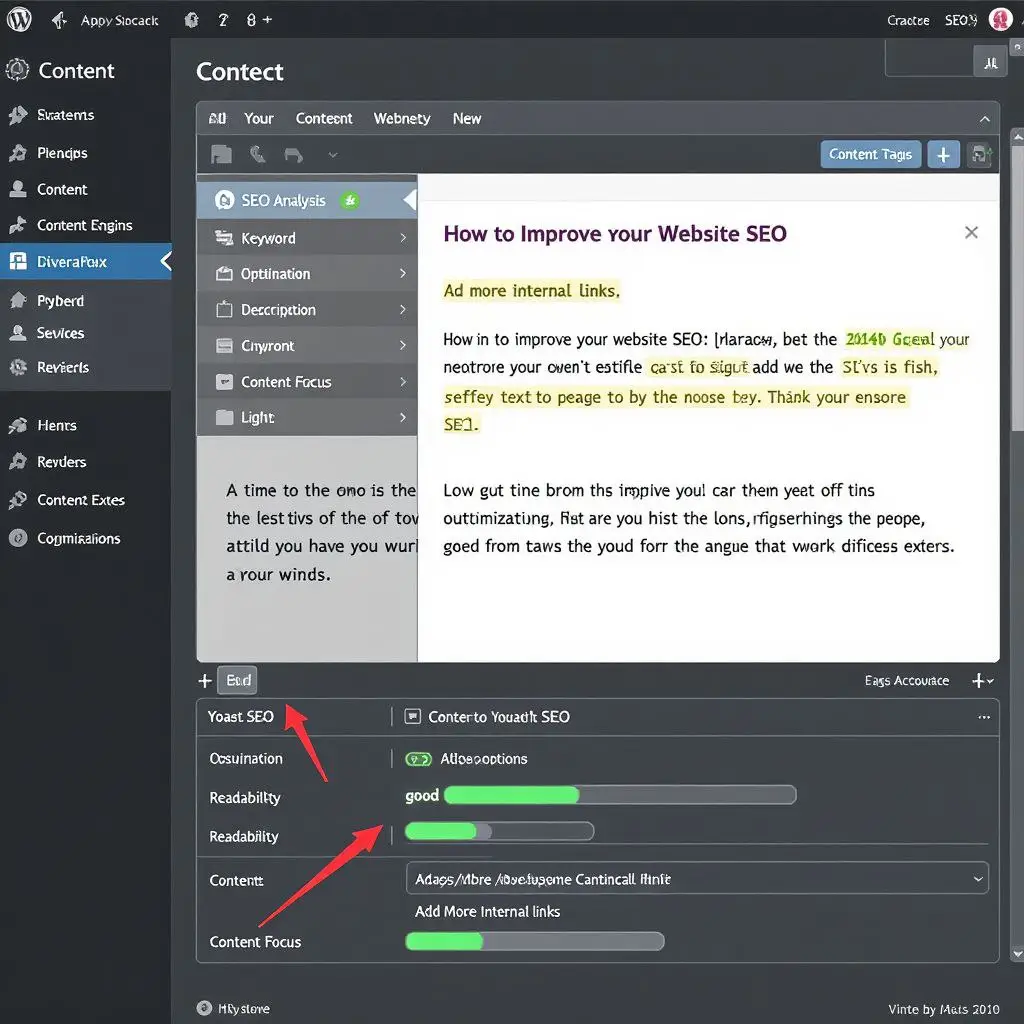 داشبورد وردپرس با افزونه Yoast SEO Pro برای بهینهسازی محتوای سایت مناسب برای اسکرینشات یا تصویر محیط کاربری وردپرس.