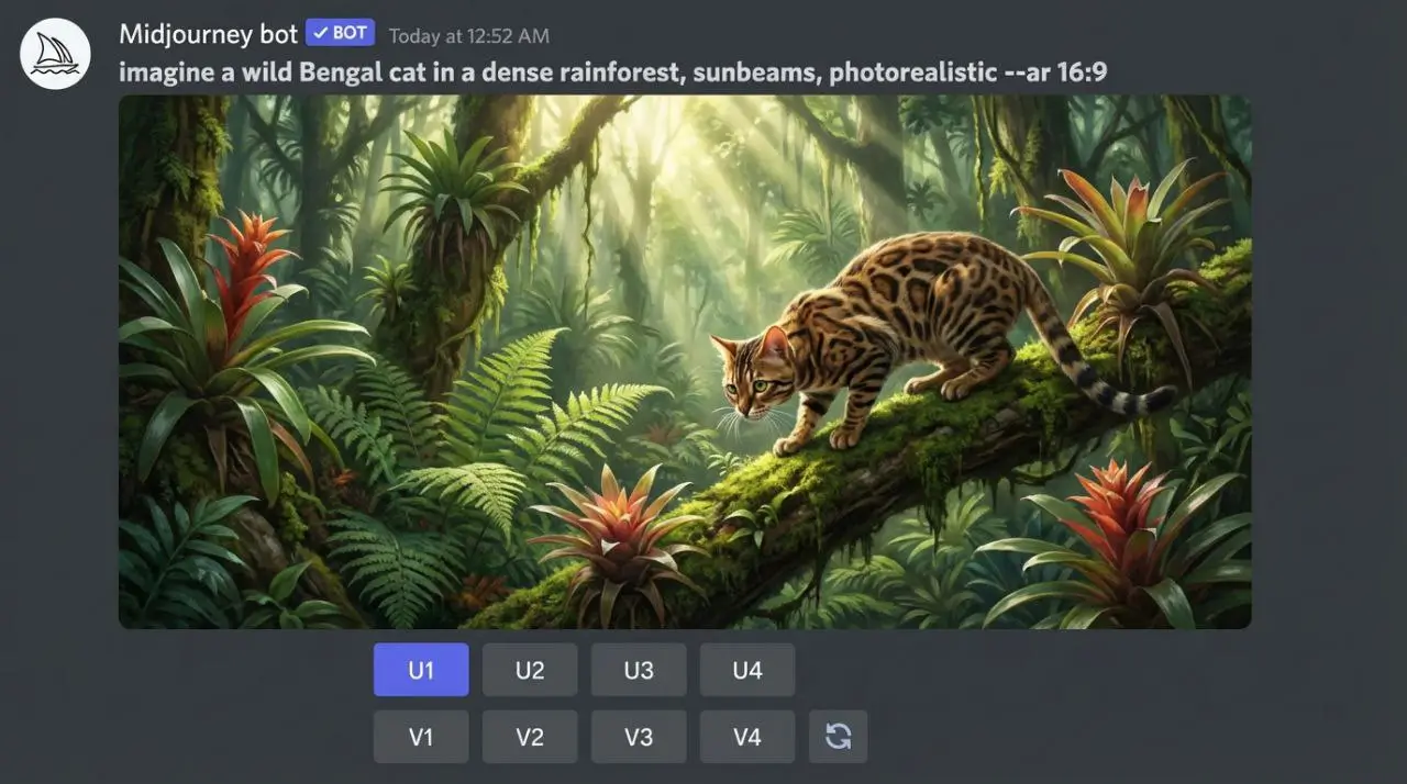 تبدیل یک ایده ساده ("گربهای در جنگل بارانی") به یک اثر هنری با جزئیات خیرهکننده