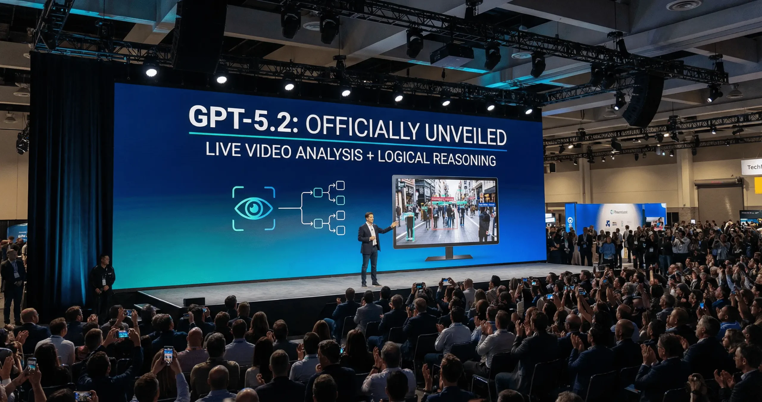 بنر معرفی رسمی مدل هوش مصنوعی GPT-5.2 توسط OpenAI با قابلیت تحلیل ویدیو