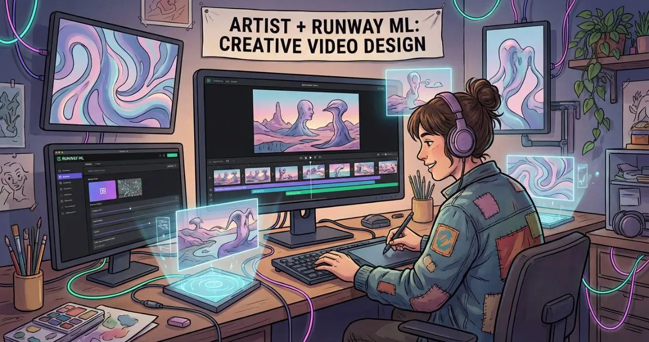 استفاده هنرمند از Runway ML برای طراحی ویدیوهای خلاقانه