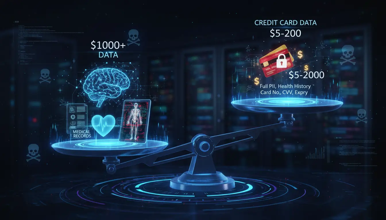 تصویری از اطلاعات شخصی حساس شامل شماره تأمین اجتماعی و سوابق پزشکی که در یک حمله سایبری به سرقت رفته است