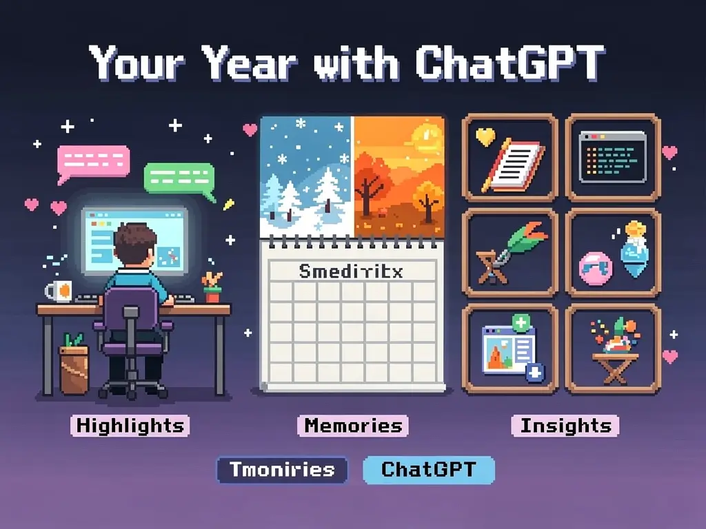 تصویر هنری پیکسلی ساخته‌شده توسط Your Year with ChatGPT