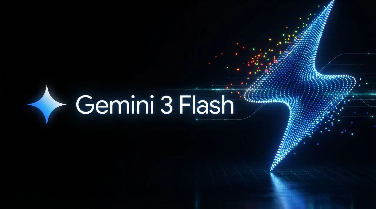 لوگوی درخشان گوگل جمینای ۳ فلش در حال حرکت با سرعت نور