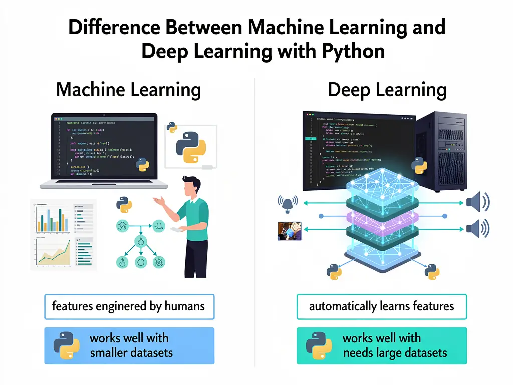 تفاوت یادگیری ماشین و یادگیری عمیق با پایتون