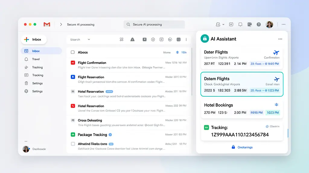دستیار هوش مصنوعی اطلاعات سفر خاص و شمارههای ردیابی را از صندوق ورودی جیمیل کاربر استخراج میکند
