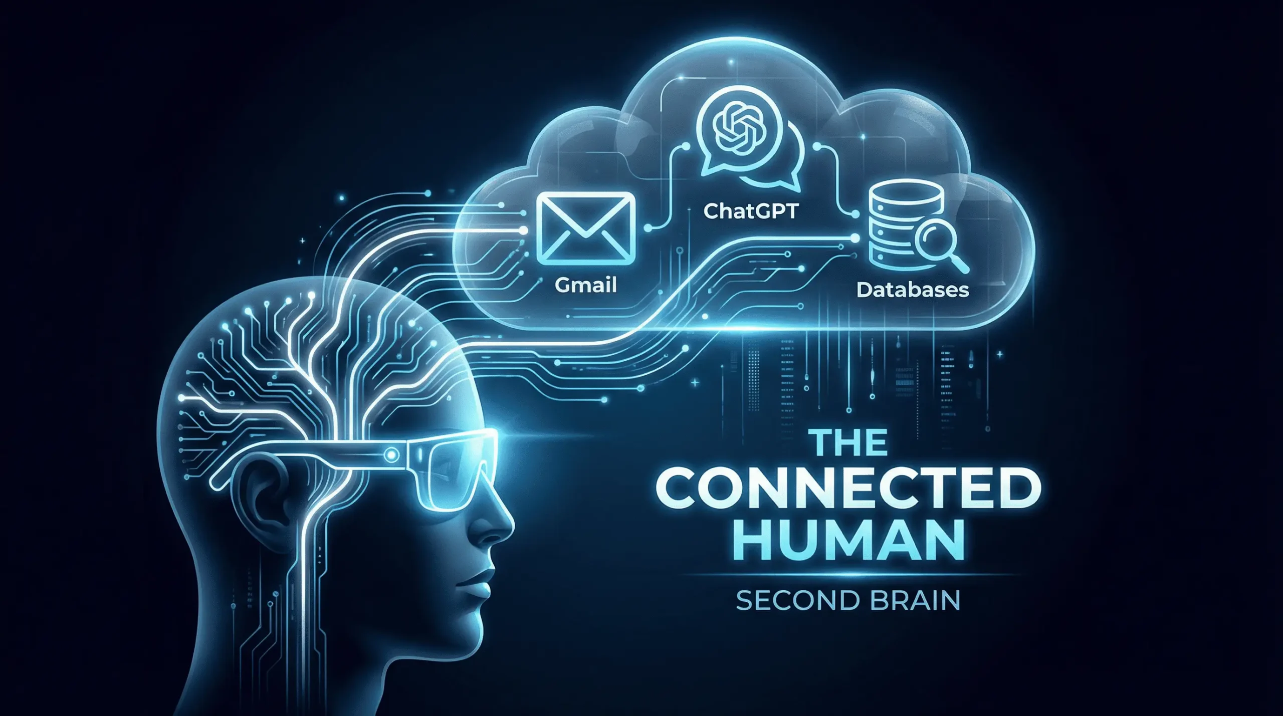 هنر مفهومی از عینک هوشمند Pickle-1 به عنوان مغز دوم دیجیتال که به داده‌های ابری و هوش مصنوعی متصل می‌شود