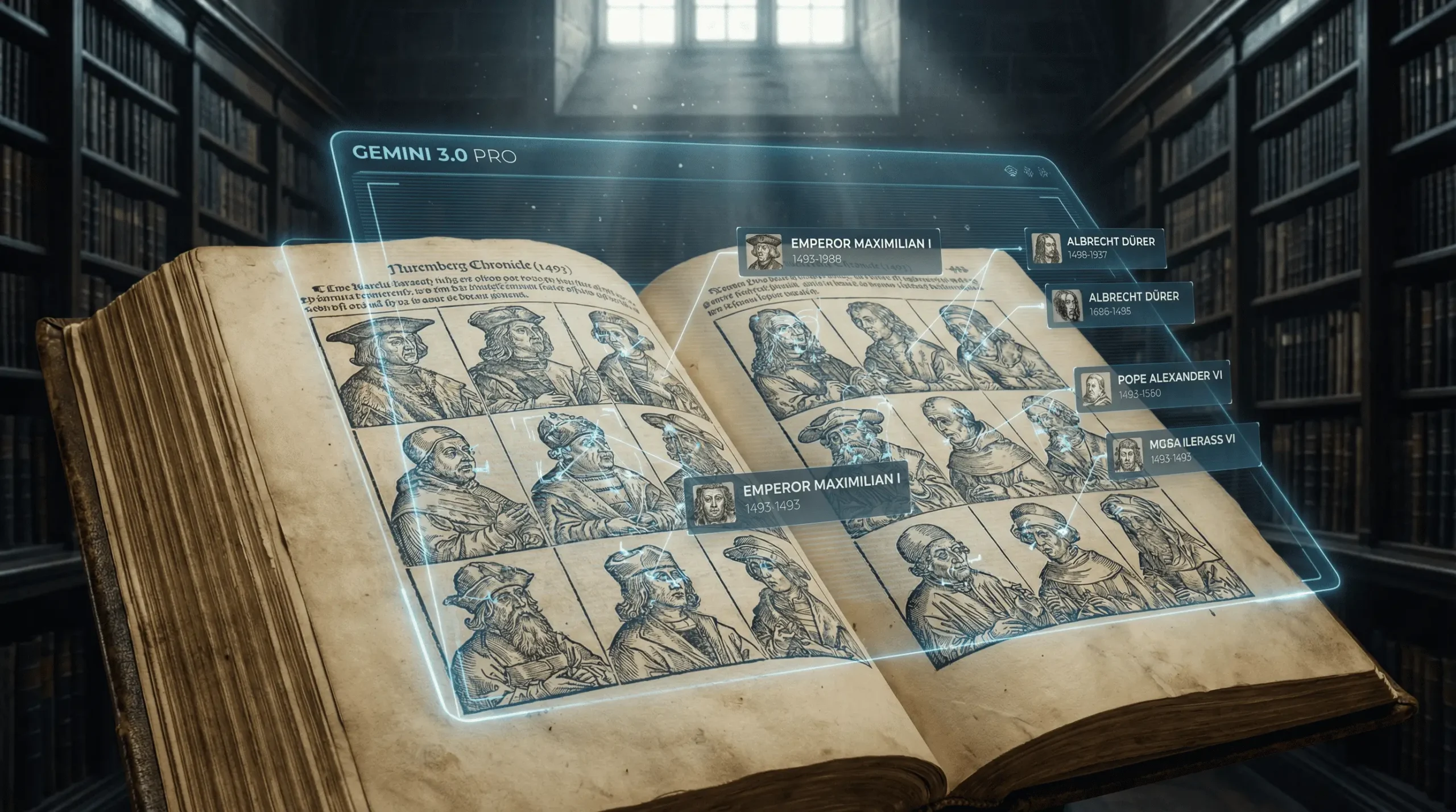 تحلیل و شناسایی چهره‌های مرموز کتاب وقایع‌نامه نورنبرگ توسط هوش مصنوعی جمینای ۳.۰ گوگل