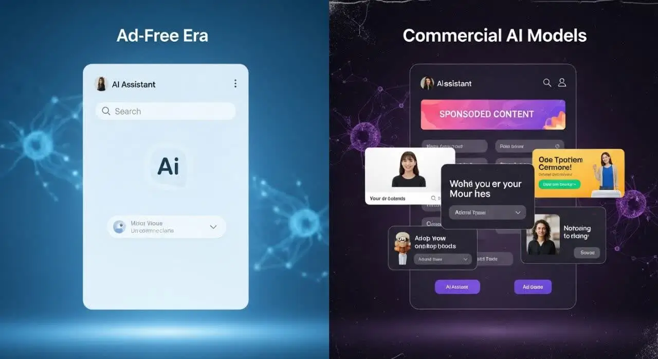 تصویر مفهومی از پایان دوران هوش مصنوعی رایگان و آغاز عصر تجاریسازی گسترده