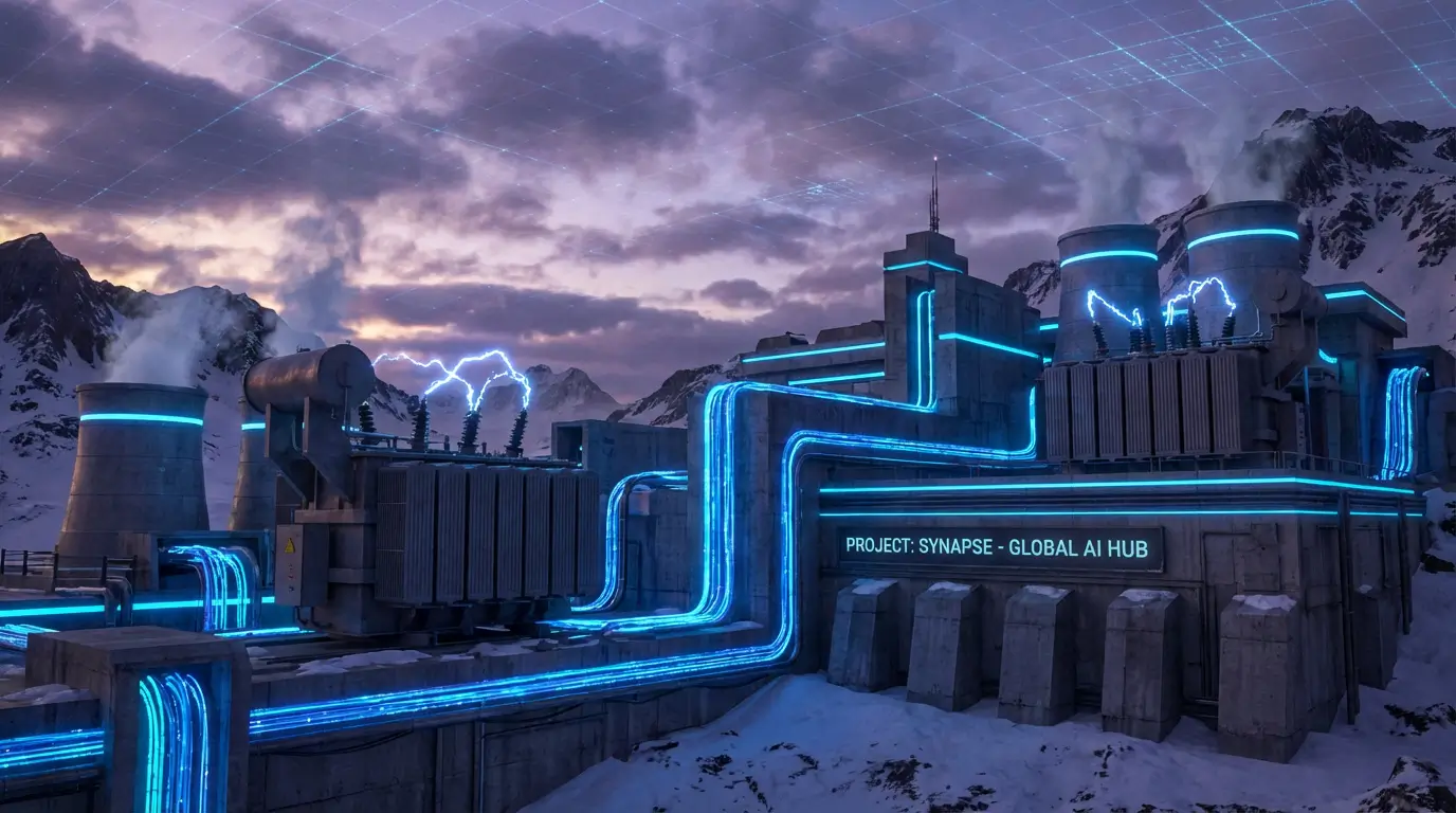 مرکز داده هوش مصنوعی آیندهنگر در کوههای آلپ که نمایانگر بحران انرژی و برق در فناوری است