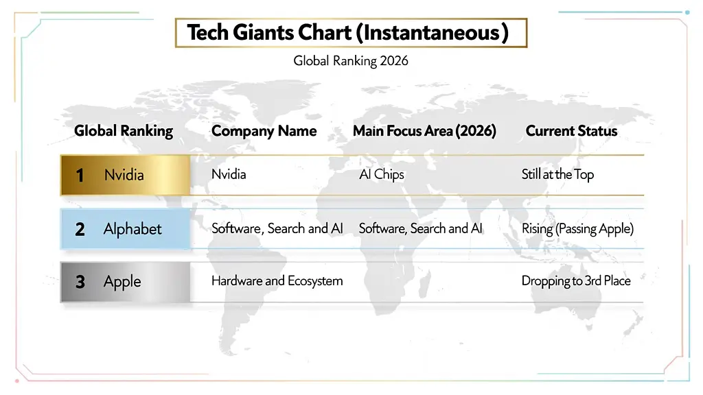 ردهبندی ارزشمندترین شرکتهای تکنولوژی جهان: انویدیا، گوگل و اپل